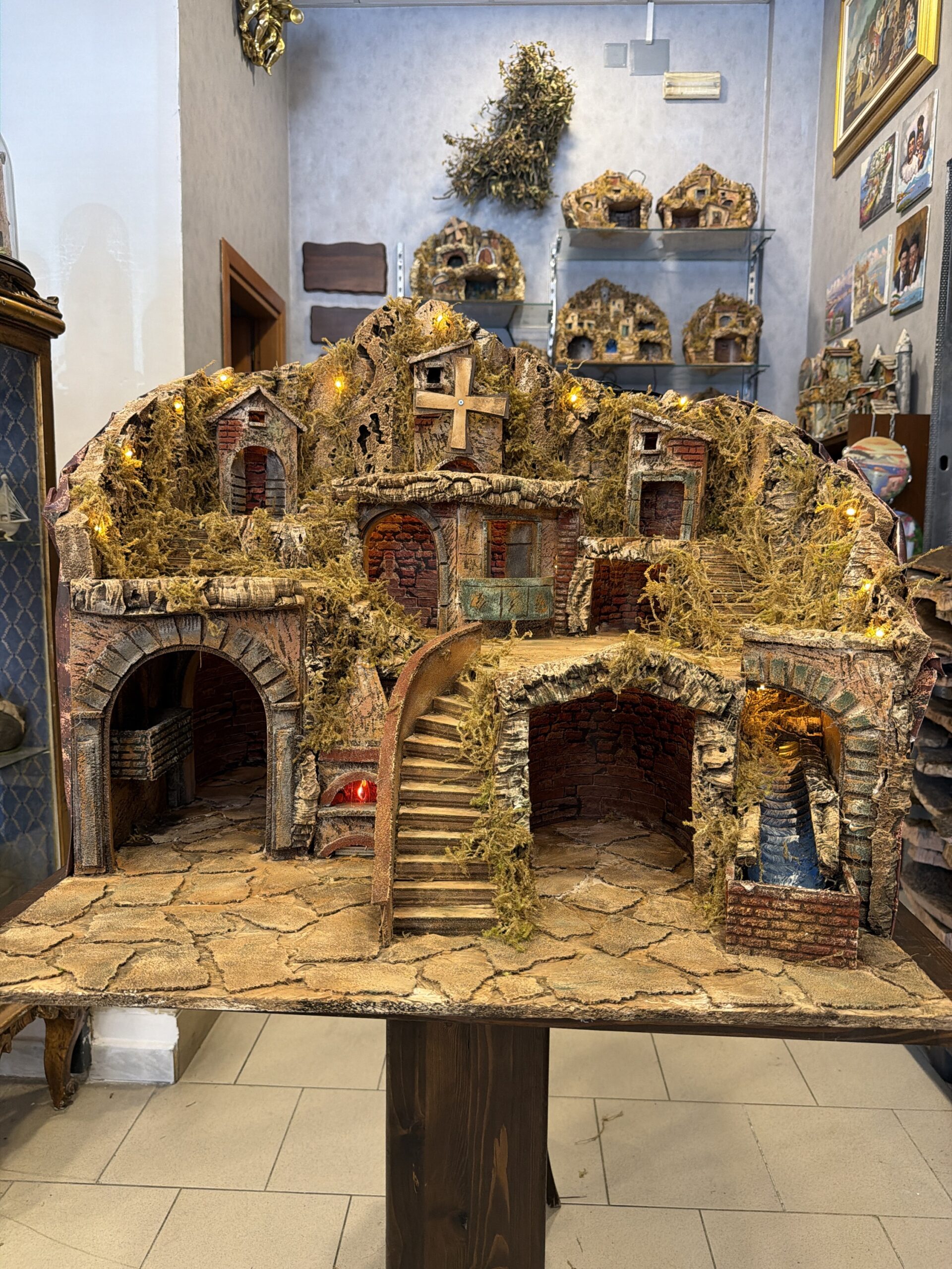 Presepe con Luci Cascata Mulino e Forno 70x63 h.65 - immagine 2