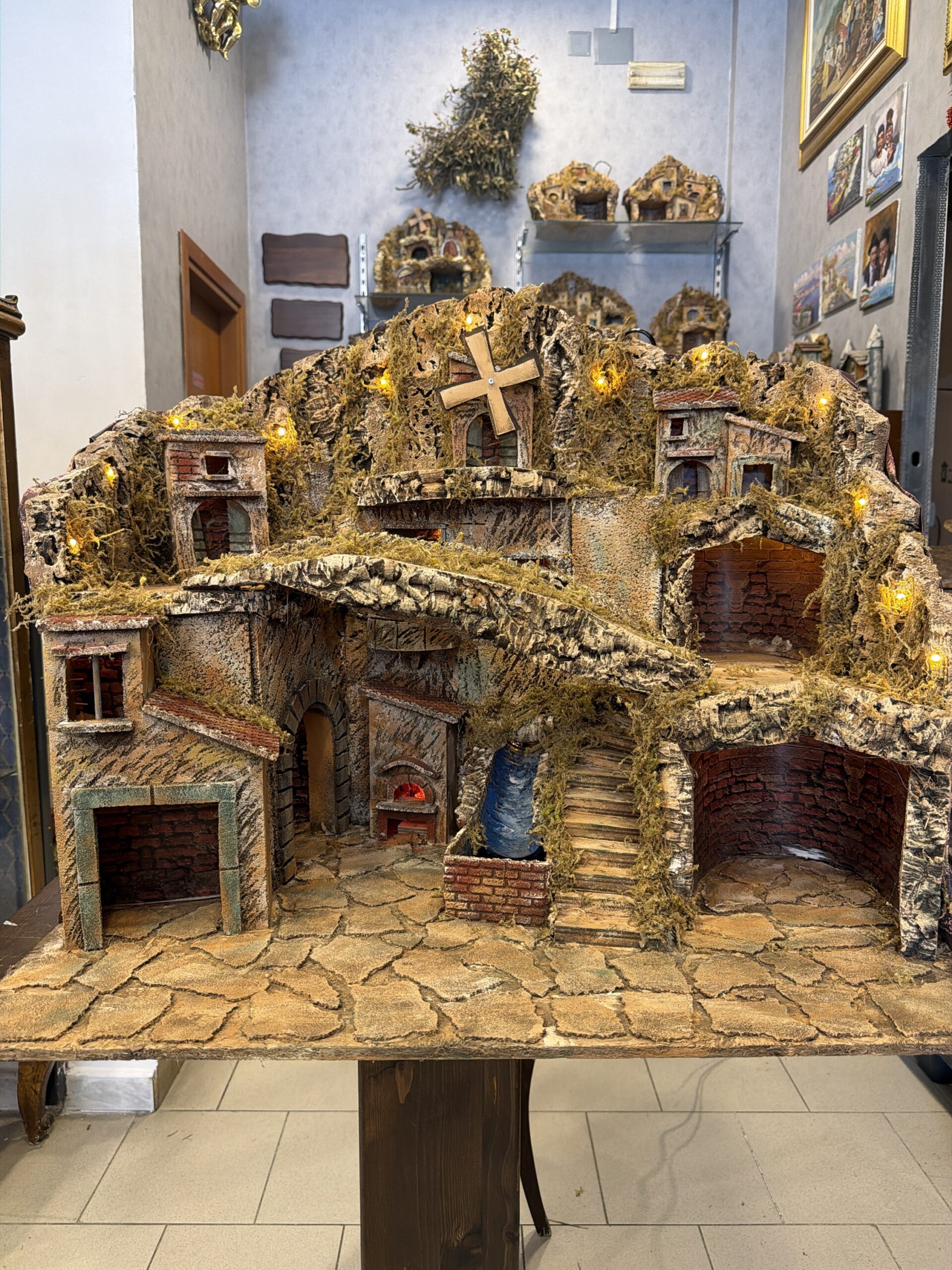 Presepe con Luci Cascata Mulino e Forno 75x50 h.67 - immagine 2