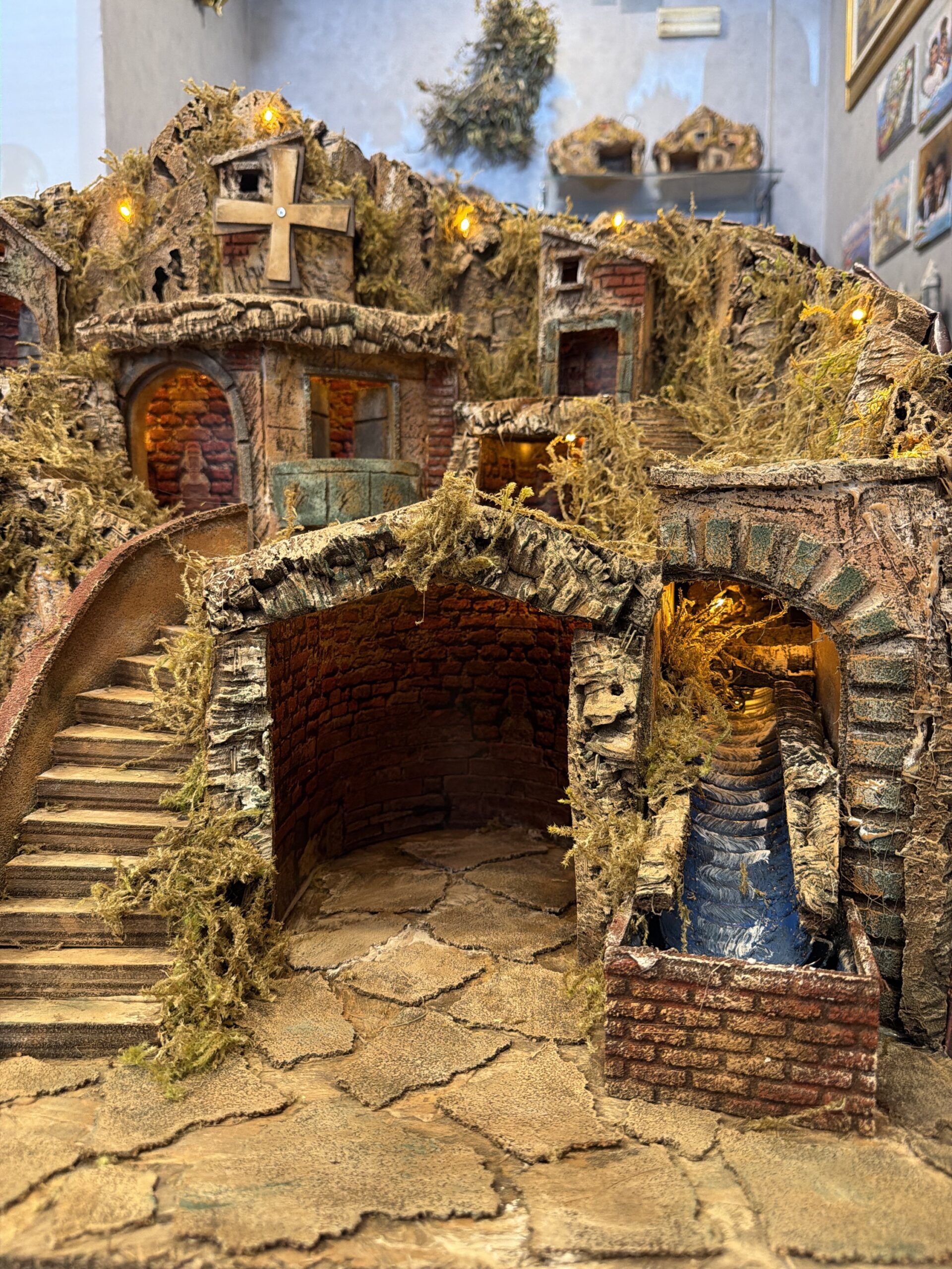 Presepe con Luci Cascata Mulino e Forno 70x63 h.65 - immagine 4