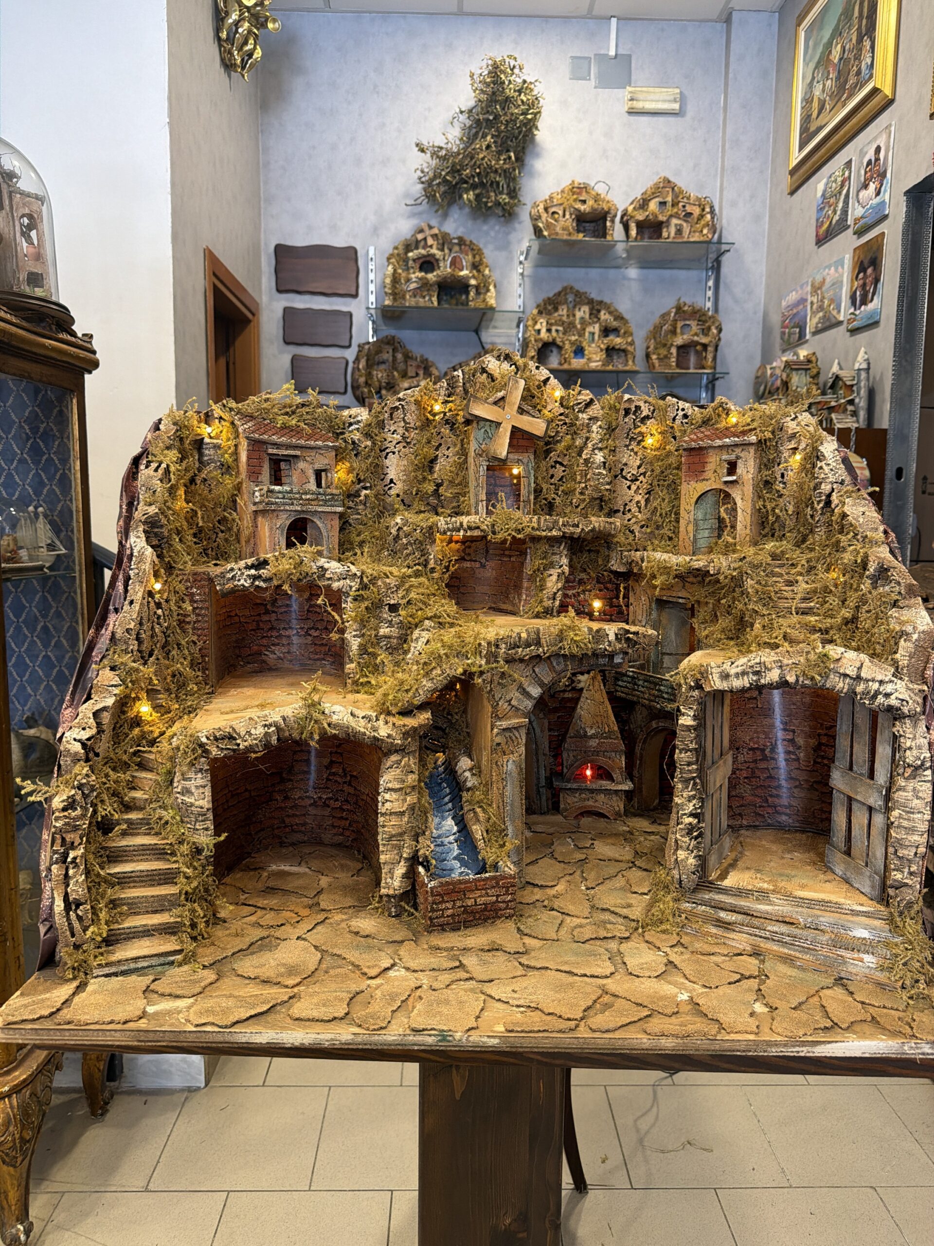 Presepe con Luci Cascata Mulino e Forno 81x60 h.67 - immagine 2
